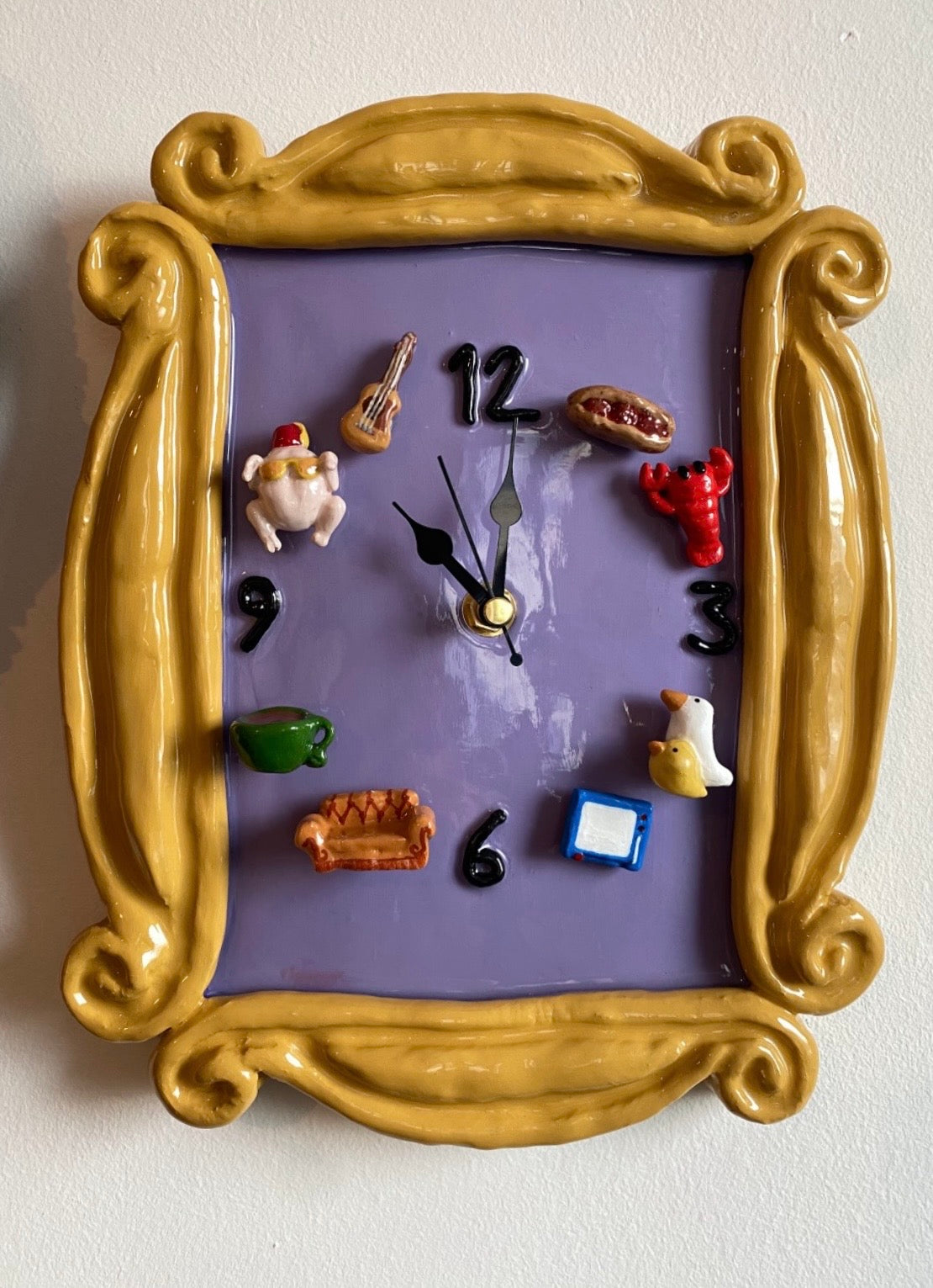 Handmade purple Door Frame Magnetic Clock with gold frame